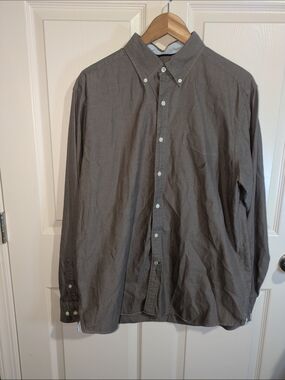 Nautica Button-Down Long Sleeve Shirt - Charcoal Gray